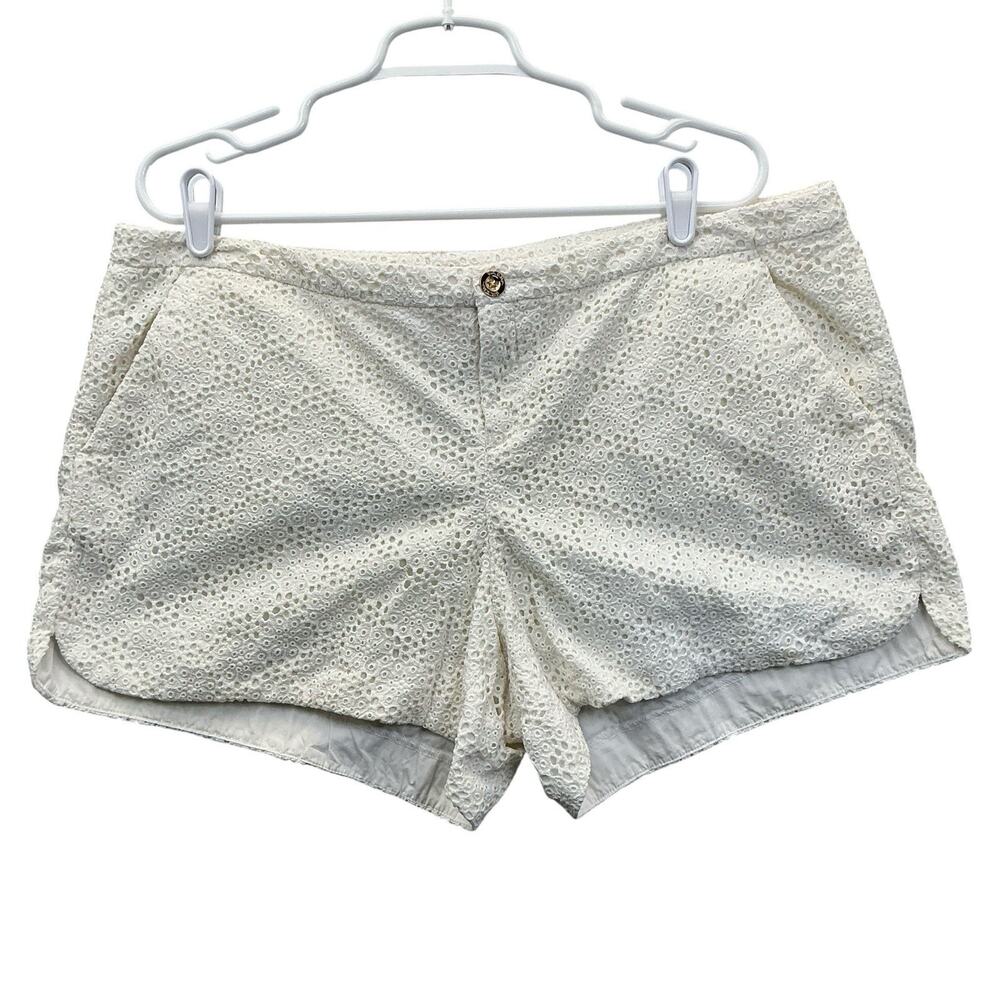 Lilly Pulitzer Crochet Eyelet Lace Shorts Women Plus Size 16 White